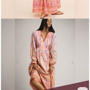 FARM Rio X Anthropology Bohemian Pink Paisley Maxi Dress